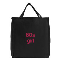 80s girl embroidered tote bags