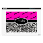 80's Girl Neon Pink & Zebra Monogram 15" Laptop Decal