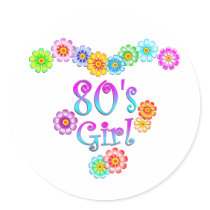 80's Girl Round Sticker