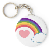 80's Heart & Rainbow - keychain