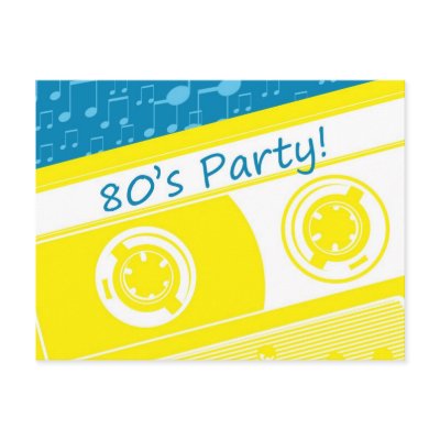 80's Mix Tape Party Invitation Postcards by scarlettdesign