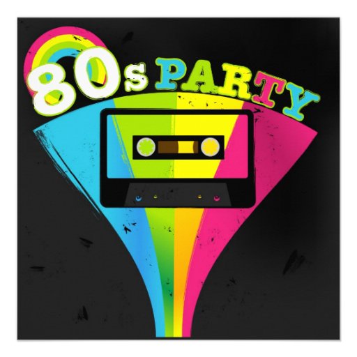 80s Party Background Custom Announcements