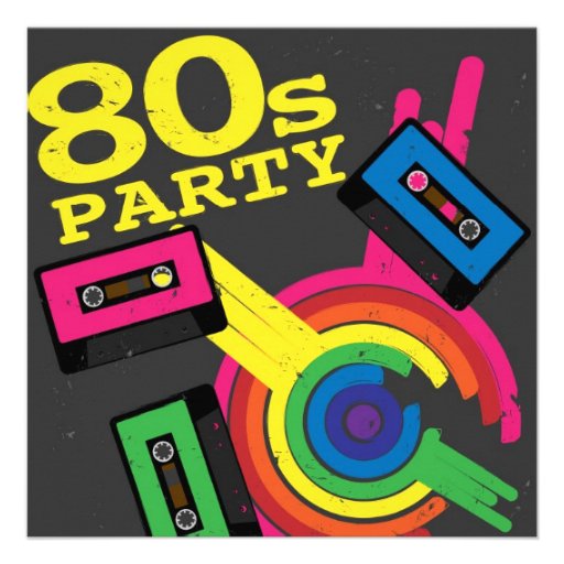 80s Party 5 25x5 25 Square Paper Invitation Card Zazzle