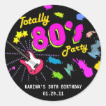 80's Party Round Sticker Tags