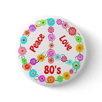 80s Peace Love Pinback Button