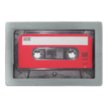 80's Red Label Cassette Rectangular Belt Buckle