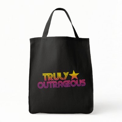80s Retro Cartoon Truly outrageous Tote Bags by BubbSnugg