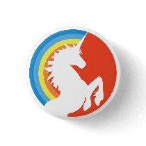 80's Retro Unicorn and Rainbow Button