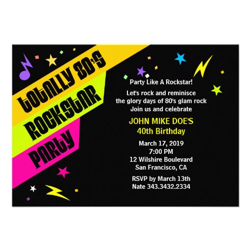 80's Rockstar Party Invitation