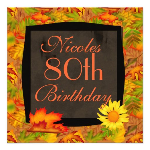 80th AUTUMN BIRTHDAY INVITATIONS (front side)