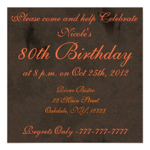 80th AUTUMN BIRTHDAY INVITATIONS