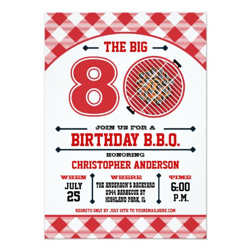 80th Birthday Barbecue Invitation (front side)