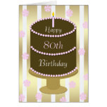 80th Birthday Card Cake in Pink