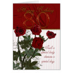 80th Birthday Card With Roses