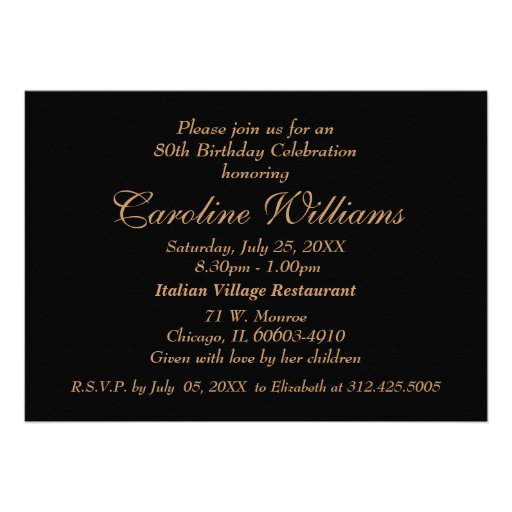 80th Birthday Celebration Custom Invitations