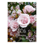 80th Birthday Celebration-Pink Roses Custom Invite