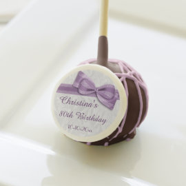 80th Birthday Damask and Faux Bow Cake Pops