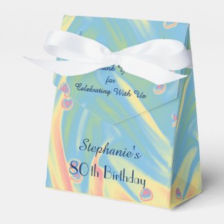80th Birthday Favor Box, Pastel Hearts