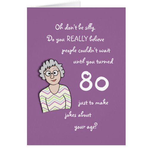 80th Birthday For Her Funny Card Zazzle 