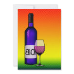 80th birthday : halftone wine bottle & glass invites