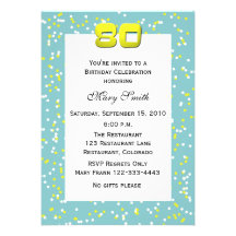 80th Birthday Invitation -- Confetti