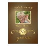 80th Birthday Invitations - Antique Gold Monogram Invite
