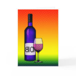 80th birthday or anniversary : wine bottle & glass greeting card