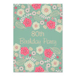80th Birthday Party Chic Funky Modern Floral Card