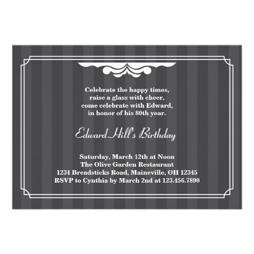 80th Birthday Party Elegant Invitation