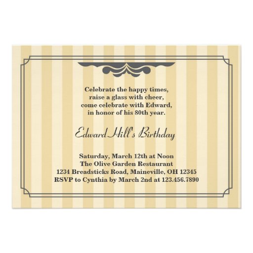 80th Birthday Party Elegant Invitation (front side)