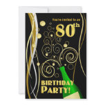 80th Birthday Party - Fun and Festive Champagne Invites