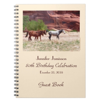 80th Birthday Party Guest Book, Horses in Canyon