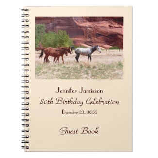 80th Birthday Party Guest Book, Horses in Canyon