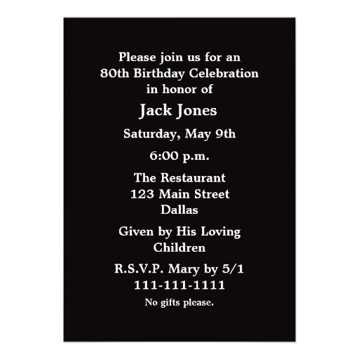 80th Birthday Party Invitation