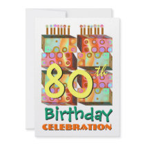 80th Birthday Party Invitation Candles & Gifts
