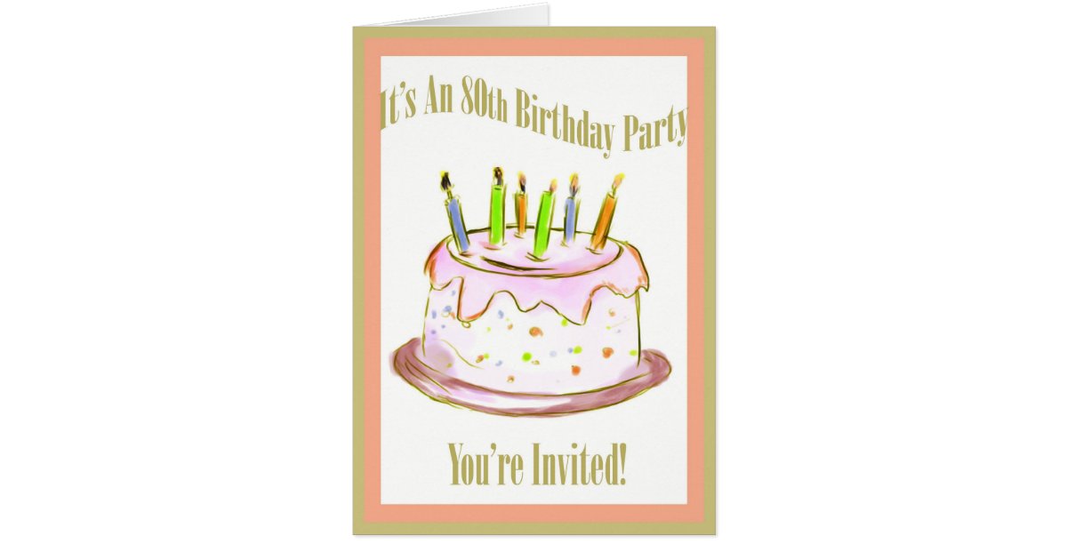 80th Birthday Party Invitation Card | Zazzle