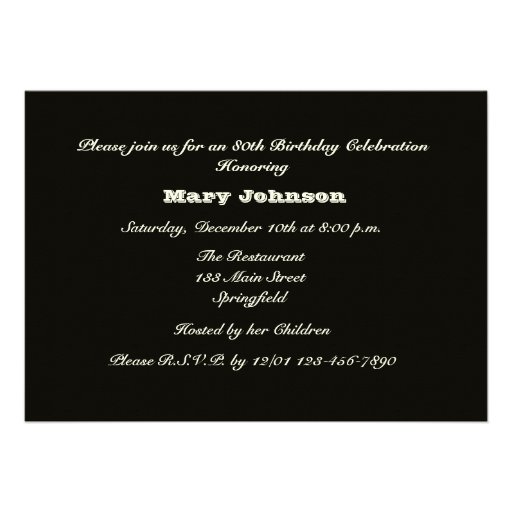 80th Birthday Party Invitation -- Gorgeous Roses