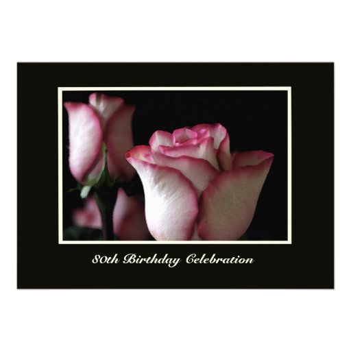 80th Birthday Party Invitation -- Gorgeous Roses (front side)