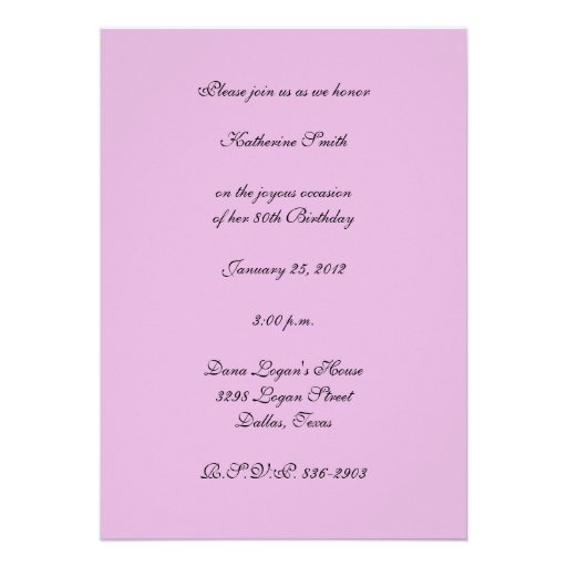 80th Birthday Party Invitation -- Roses