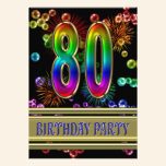 80th Birthday party Invitation with bubbles invitations