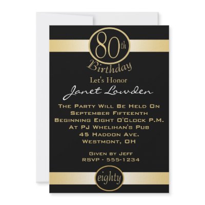 80th Birthday Party Invitations (10-pack)