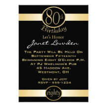 80th Birthday Party Invitations