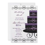80th Birthday Party Invitations In Purple Swirl
