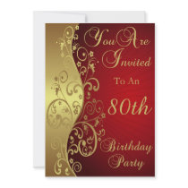 80th Birthday Party Personalized Invitation
