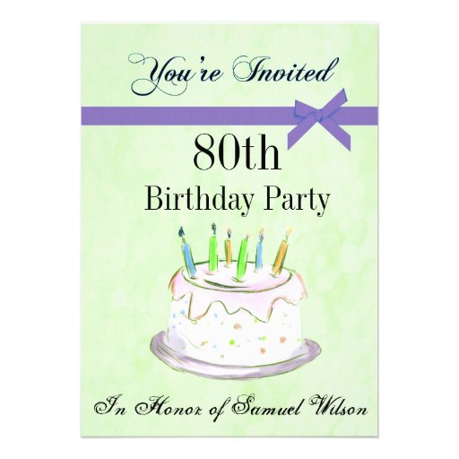 80th Birthday Party Personalized Invitation 5 Quot X 7 Quot Invitation Card Zazzle Free Personalized Birthday Invitation Templates