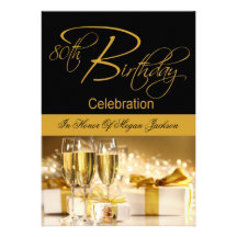 80th Birthday Party Personalized Invitation