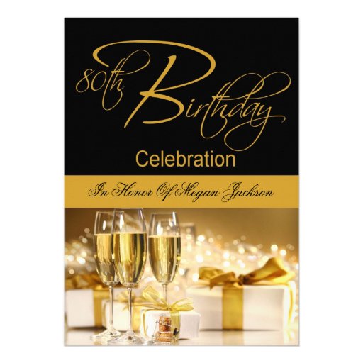 80th Birthday Party Personalized Invitation