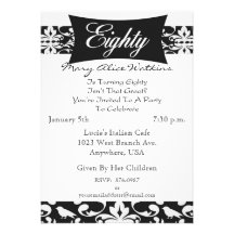 80th Birthday Party Personalized Invitation