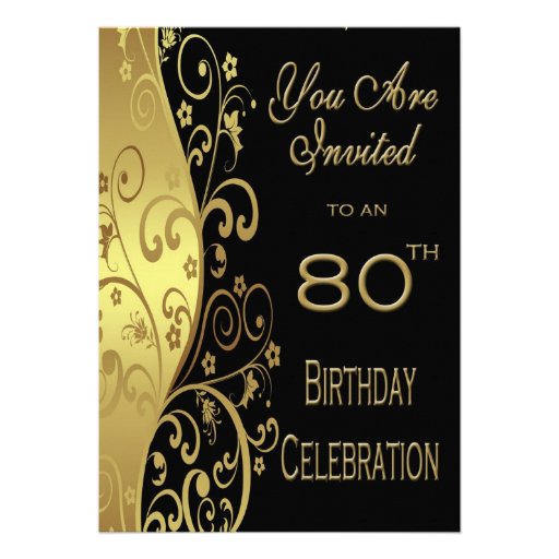80th Birthday Party Personalized Invitation (front side)
