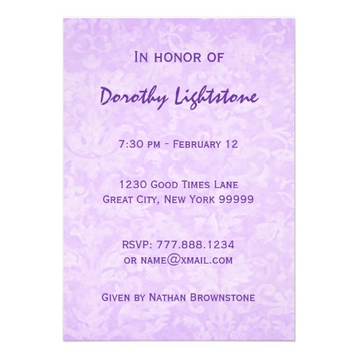 80th Birthday Party Purple Bow M454 Personalized Announcement